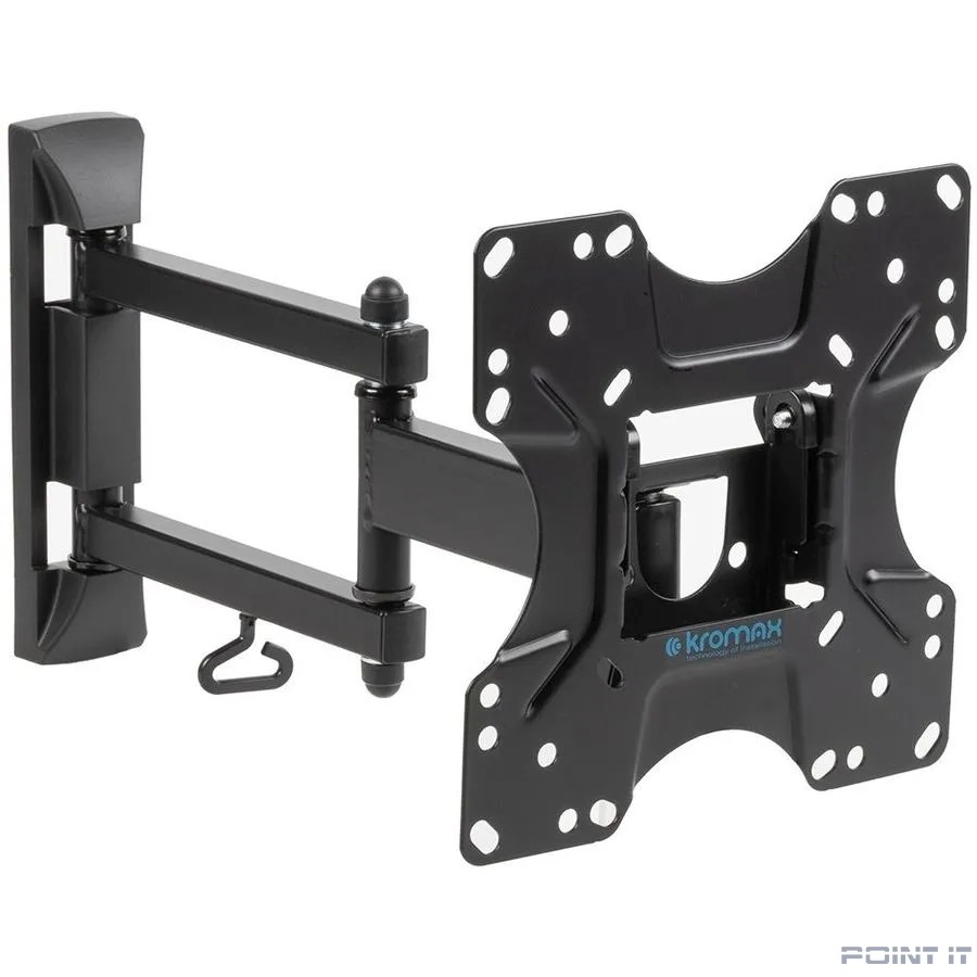 Kromax OPTIMA-214 black {20"-43", max 30 кг, настенный, 4 ст. свободы, наклон +2° -12°, поворот ±90°, от стены 70-410 мм, max VESA 200x200 мм}