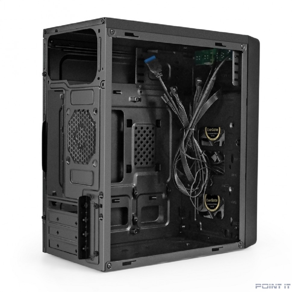 Exegate EX296979RUS Корпус Minitower ExeGate mEVO-7803 (mATX, без БП, 2*USB+1*USB3.0, HD аудио, черный, 2 вент. 12см с RGB подсветкой)