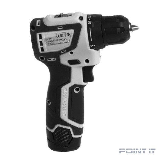 ИНТЕРСКОЛ ДА-10/12В бесщеточная аккумуляторная дрель-шуруповерт [687.1.2.70] { Li-ion, картон, 2 аккум., 1,5Ач }