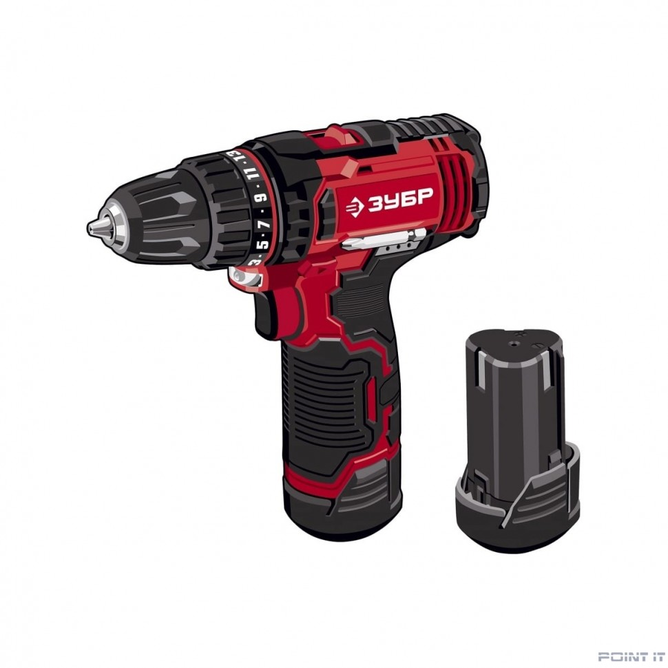 ЗУБР Дрель-шуруповерт в кейсе 12В, 2 АКБ (2Ач) [ДШЛ-125-22]