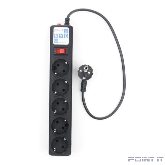 PowerCube Фильтр-удлинитель 0.5м, 5 розеток,10А (SPG5-С1), черный графит {20850}