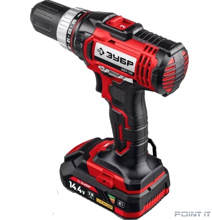 ЗУБР дрель-шуруповер,Мастер {14.4В, 2 АКБ (2Ач), в кейсе} [ДШЛ-145-22]