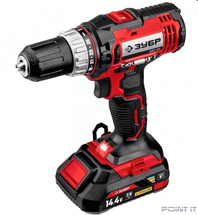 ЗУБР дрель-шуруповер,Мастер {14.4В, 2 АКБ (2Ач), в кейсе} [ДШЛ-145-22]