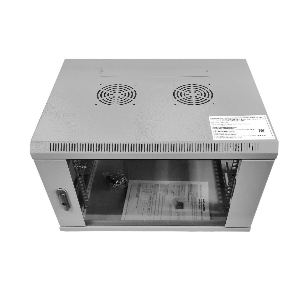 Шкаф настенный 9U серия WMA (Wall Maestro) (600х450х500), передняя дверь стекло, собранный, серый Netko А