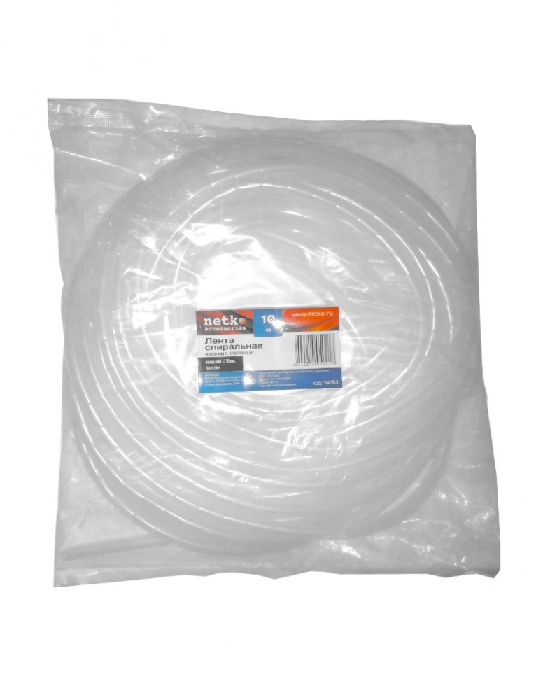 Лента спиральная монтажная пластиковая d8мм (бандаж для кабеля), 10м, NETKO Optima